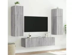vidaXL TV-Wandschrank mit LED-Leuchten Grau Sonoma 80x35x41 cm