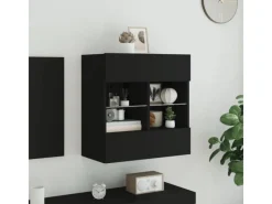 Discount vidaXL TV-Wandschrank mit LED-Leuchten Schwarz 58,5x30x60,5 cm