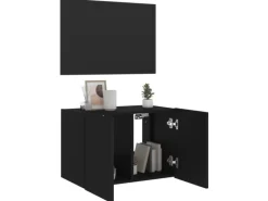 vidaXL TV-Wandschrank mit LED-Leuchten Schwarz 60x35x41 cm