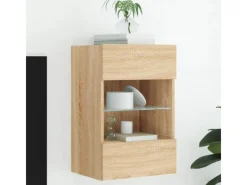 vidaXL TV-Wandschrank mit LED-Leuchten Sonoma-Eiche 40x30x60,5 cm