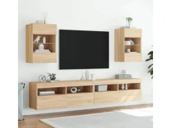 vidaXL TV-Wandschrank mit LED-Leuchten Sonoma-Eiche 40x30x60,5 cm