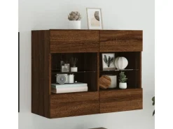 Best vidaXL TV-Wandschrank mit LED-Leuchten Braun Eichen-Optik 2