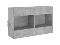 vidaXL TV-Wandschrank mit LED-Leuchten Betongrau 98,5x30x60,5 cm