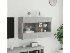 vidaXL TV-Wandschrank mit LED-Leuchten Betongrau 98,5x30x60,5 cm