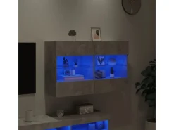 vidaXL TV-Wandschrank mit LED-Leuchten Betongrau 98,5x30x60,5 cm