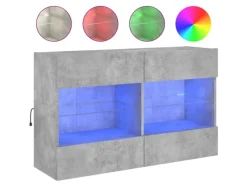 vidaXL TV-Wandschrank mit LED-Leuchten Betongrau 98,5x30x60,5 cm