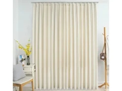 vidaXL Verdunkelungsvorhang mit Haken Samt Creme 290 x 245 cm