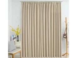 Clearance vidaXL Verdunkelungsvorhang mit Haken Beige 290 x 245 cm
