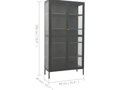 vidaXL Vitrine Anthrazit 90x40x180 cm Stahl und Gehärtetes Glas