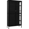 Clearance vidaXL Vitrine Schwarz 90x40x180 cm Stahl und Gehärtetes Glas
