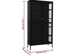 Clearance vidaXL Vitrine Schwarz 90x40x180 cm Stahl und Gehärtetes Glas