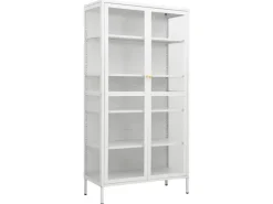 vidaXL Vitrine Weiß 90x40x180 cm Stahl und Gehärtetes Glas