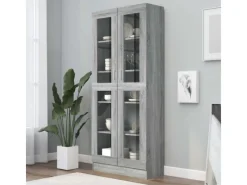 Outlet vidaXL Vitrinenschrank Grau Sonoma 82,5x30,5x185,5 cm Holzwerkstoff