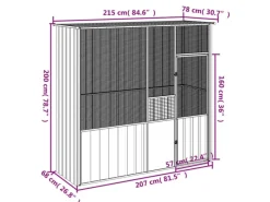 vidaXL Voliere Anthrazit 215x78x200 cm Verzinkter Stahl