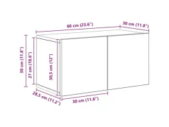vidaXL Wand TV Schrank 4 Stk Schwarz Eichen-Optik Holzwerkstoff 3393361