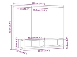 vidaXL Wand TV Schrank 120 x 23,5 x 90 cm Holzwerkstoff 875185 Altholz
