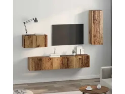Online vidaXL Wand TV Schrank Set 4-Tlg 200 x 30 x 30 cm Holzwerkstoff 3393465 Altholz