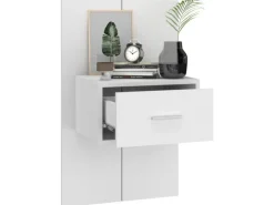 vidaXL Wand-Nachttisch Hochglanz-Weiß Holzwerkstoff Modell 3