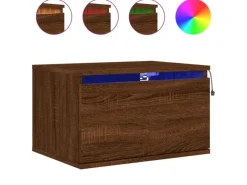 Online vidaXL Wand-Nachttisch mit LED-Leuchten Braun Eichen-Optik Modell 4