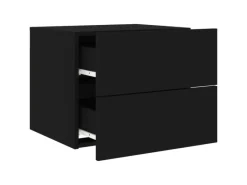 Best vidaXL Wand-Nachttisch mit LED-Leuchten Schwarz Modell 4