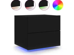 Best vidaXL Wand-Nachttisch mit LED-Leuchten Schwarz Modell 4