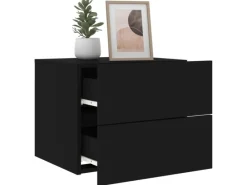 Best vidaXL Wand-Nachttisch mit LED-Leuchten Schwarz Modell 4