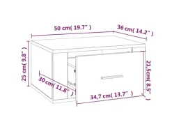 vidaXL Wand-Nachttisch Weiß 50x36x25 cm