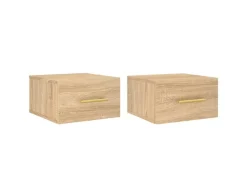 Best vidaXL Wand-Nachttische 2 Stk Sonoma-Eiche 35x35x20 cm Modell 3
