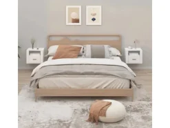 vidaXL Wand-Nachttische 2 Stk Hochglanz-Weiß 50x36x40 cm