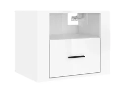 vidaXL Wand-Nachttische 2 Stk Hochglanz-Weiß 50x36x40 cm