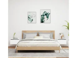 vidaXL Wand-Nachttische mit LED-Leuchten 2 Stk Weiß Modell 4