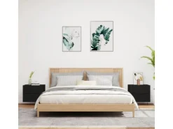 Best vidaXL Wand-Nachttische mit LED-Leuchten 2 Stk Schwarz Modell 5