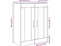 vidaXL Wandschrank Artisan-Eiche 69,5 x 34 x 90 cm Holzwerkstoff 882425