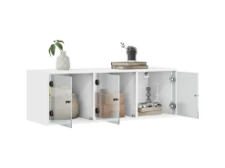 Outlet vidaXL Wandschrank mit Glastüren Weiß 102x37x35 cm