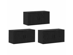 vidaXL Wand-TV-Schrank Set Wandmontiert 3-Tlg Schwarz Eichen-Optik 3415599