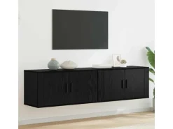 Sale vidaXL Wand-TV-Schrank Set Wandmontiert 2-Tlg Schwarz Eichen-Optik 3415603 Eiche Schwarz