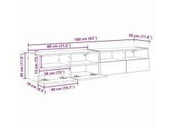 New vidaXL Wand-TV-Schränke 2 Stk Schwarz Eichen-Optik 80 x 30 x 30 cm 882933 Eiche Schwarz