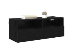 New vidaXL Wand-TV-Schränke 2 Stk Schwarz Eichen-Optik 80 x 30 x 30 cm 882933 Eiche Schwarz