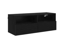 New vidaXL Wand-TV-Schränke 2 Stk Schwarz Eichen-Optik 80 x 30 x 30 cm 882933 Eiche Schwarz