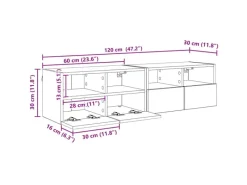 vidaXL Wand-TV-Schränke 2 Stk Artisan-Eiche 60 x 30 x 30 cm Holzwerkstoff 882925