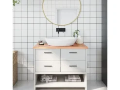 vidaXL Waschtischplatte Hellbraun 100x50x2 cm Massivholz Behandelt