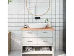 Best vidaXL Waschtischplatte Hellbraun 100x60x4 cm Massivholz Behandelt