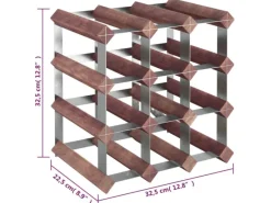 vidaXL Weinregal für 12 Flaschen Braun Massivholz Kiefer 32,5 x 22,5 x 32,5 cm