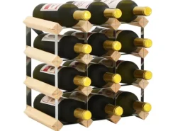 Outlet vidaXL Weinregal für 12 Flaschen Massivholz Kiefer