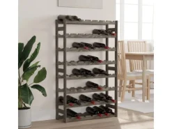 Discount vidaXL Weinregal für 56 Flaschen Grau Massivholz Kiefer