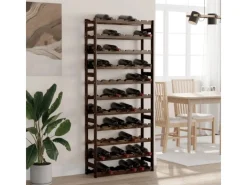 Outlet vidaXL Weinregal für 77 Flaschen Schwarz Massivholz Kiefer