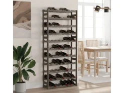 Outlet vidaXL Weinregal für 77 Flaschen Grau Massivholz Kiefer