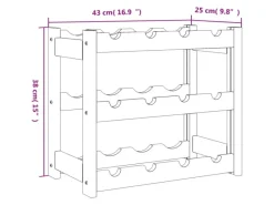 vidaXL Weinregal für 12 Flaschen Grau Massivholz Kiefer