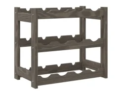 vidaXL Weinregal für 12 Flaschen Grau Massivholz Kiefer