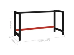 New vidaXL Werkbankgestell Metall 150x57x79 cm Schwarz und Rot